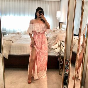 Flowy Side-slit Pink Floral Dress